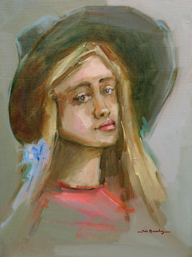 Study II - Girl with Hat Blue Ribbon