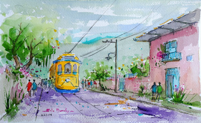 Bondinho numa Rua de Santa Teresa