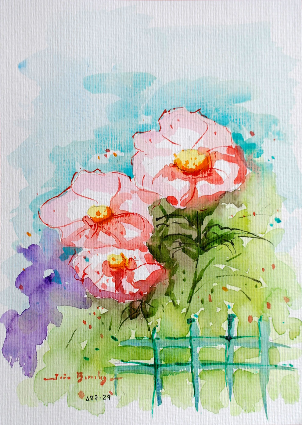 Flowers close to the fence