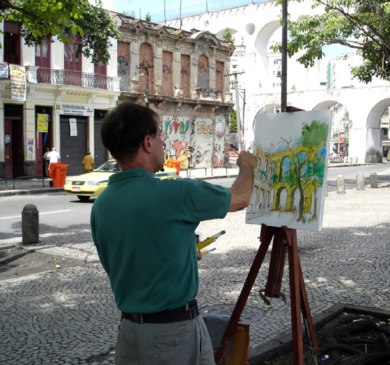 Pintando nos Arcos da Lapa