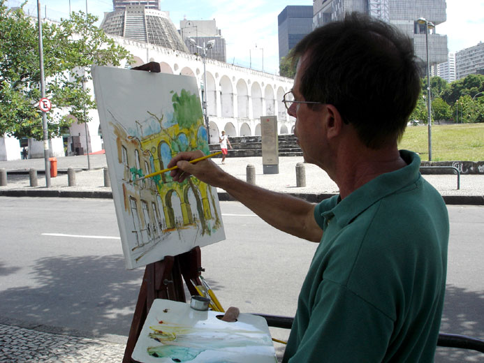 Pintando nos Arcos da Lapa