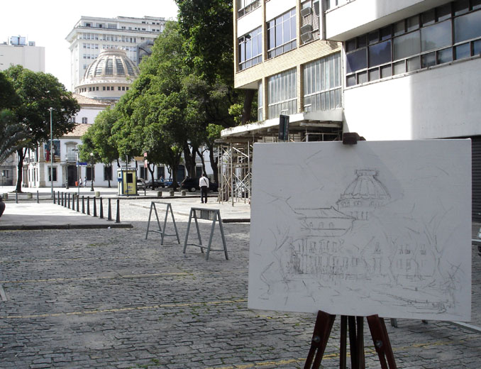 Desenho pronto com o tema ao fundo