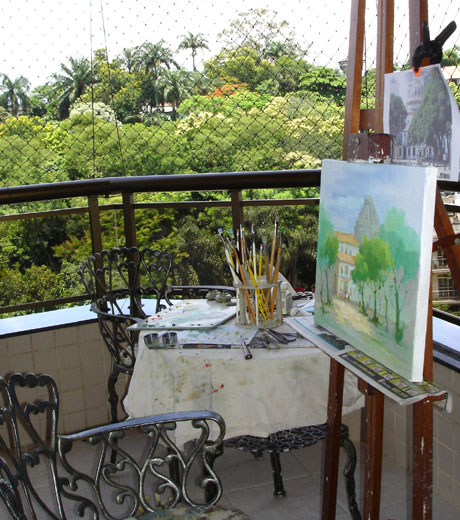 Quadro pronto com vista do tranquilo ambiente em que estava.