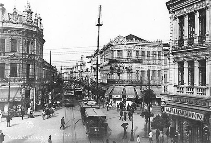 Foto da Rua da Carioca no início do Séc. XX